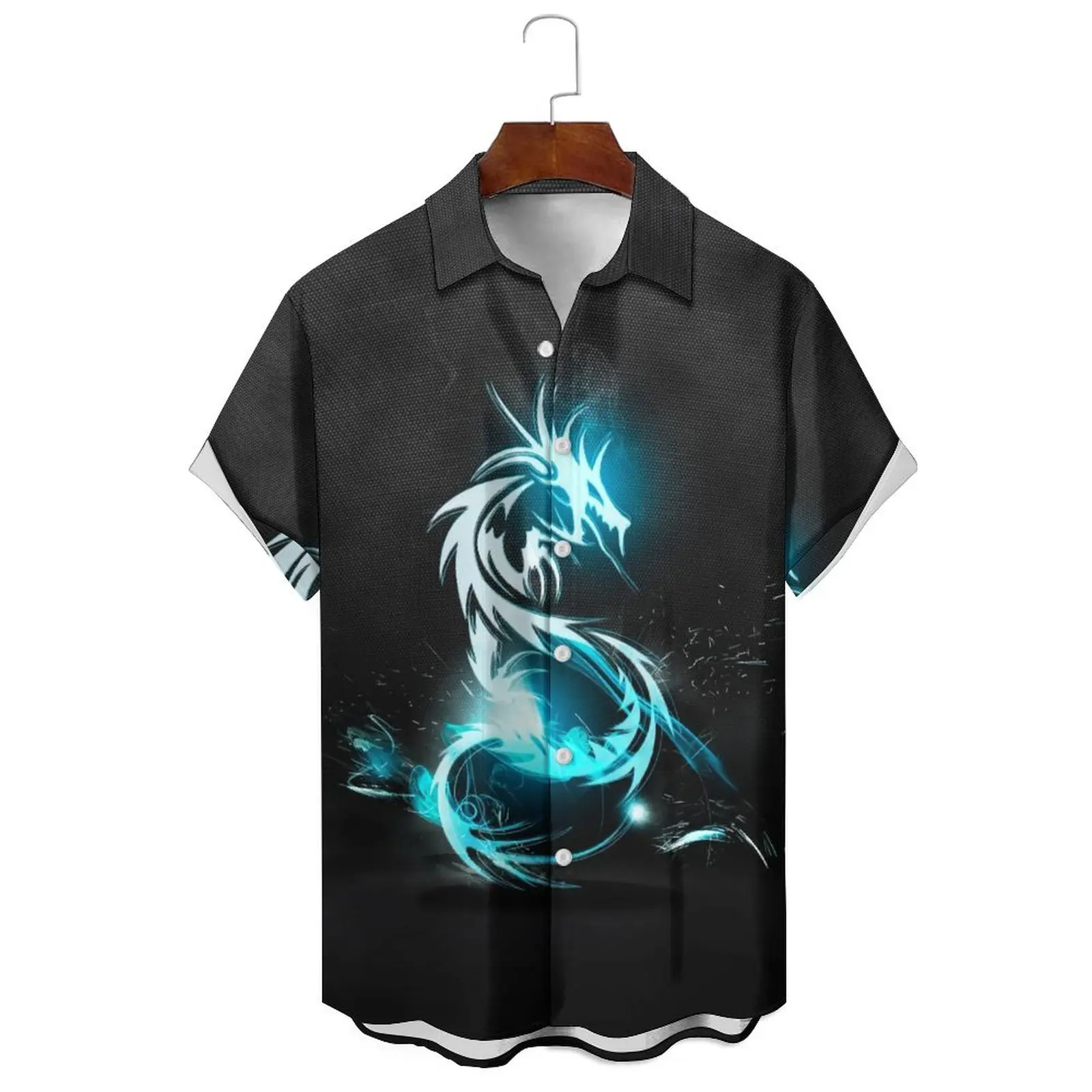 

Summer Fashion Abstract Illustration Printed Solid Color Men/Women Can Wear Casual Lapel Short-Sleeved Shirt Everyday