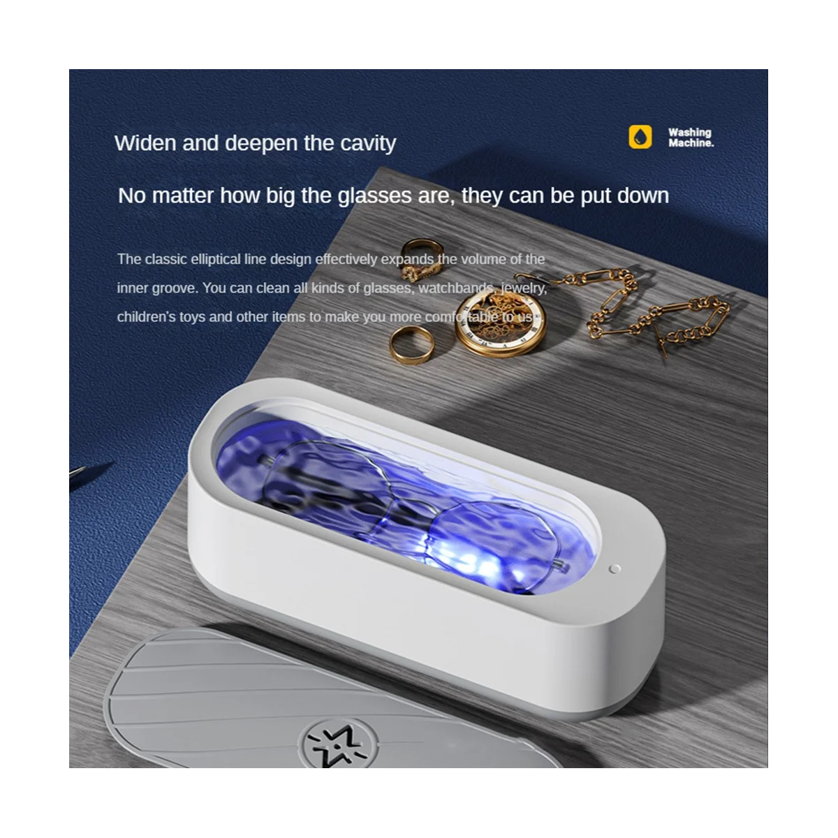 Máquina de limpeza ultrassônica, 45000hz, vibração de alta frequência, limpador de joias, óculos, relógio, limpador de dentaduras