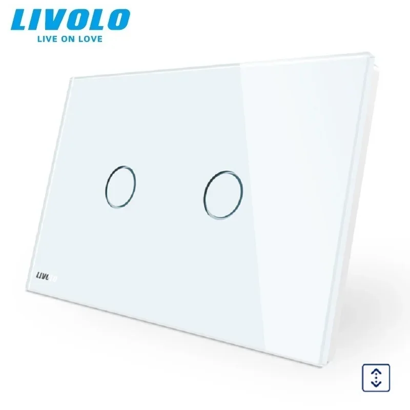 Livolo AU US Standard ,Curtain Switches,Crystal Glass Panel,110~250V,Touch On/Off,VL-C902W-11 for Smart Life