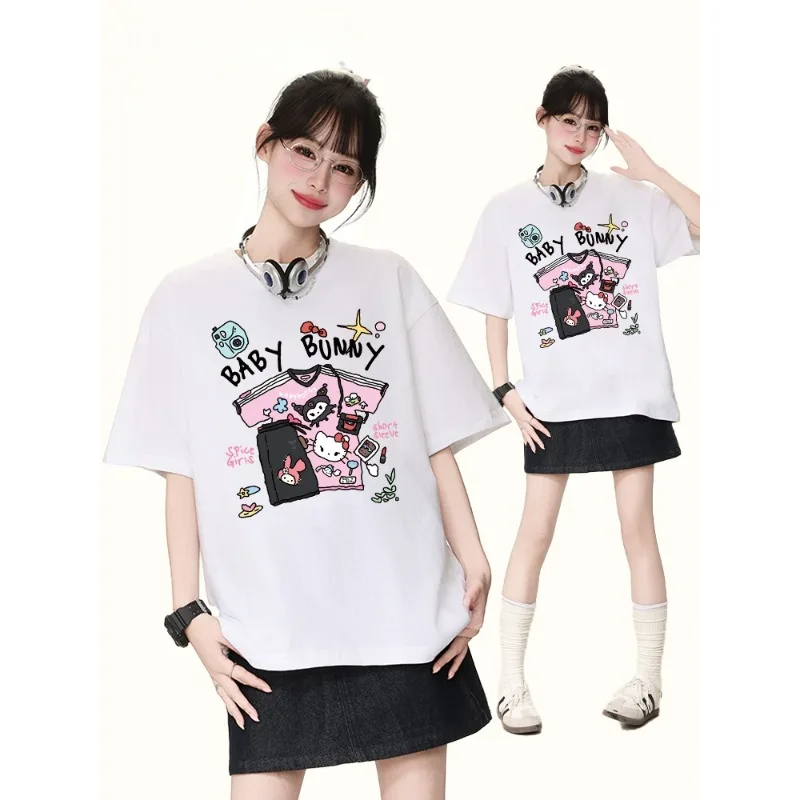 

Новая милая и крутая летняя футболка с короткими рукавами и 3D принтом Kitty Cat Graffiti, свободный и универсальный быстросохнущий топ