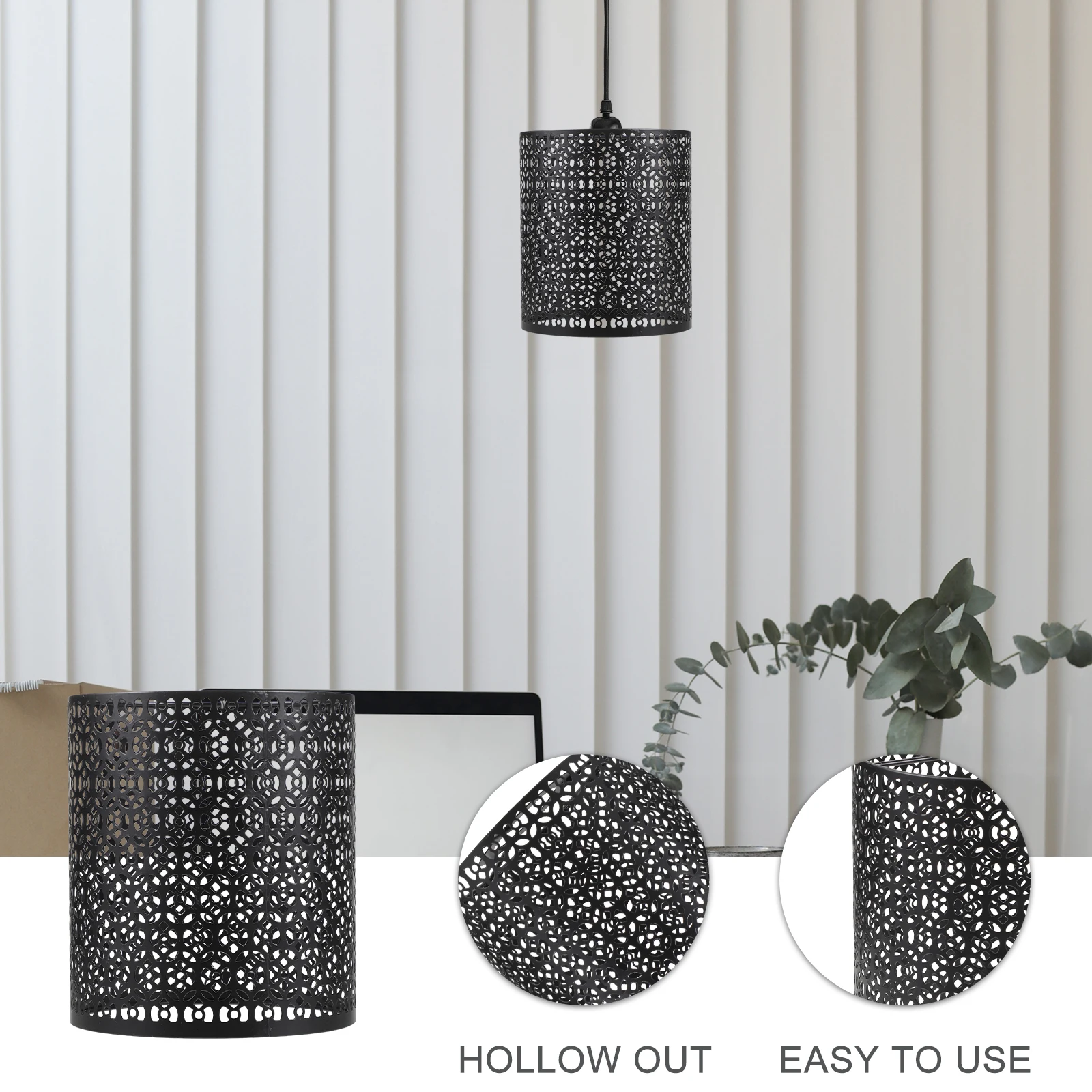 

100x120mm Cylinder Lampshade Hollow Iron Cover Black Pendant Light Shade Vintage Metal Bulb Cage for Home Bar Lighting