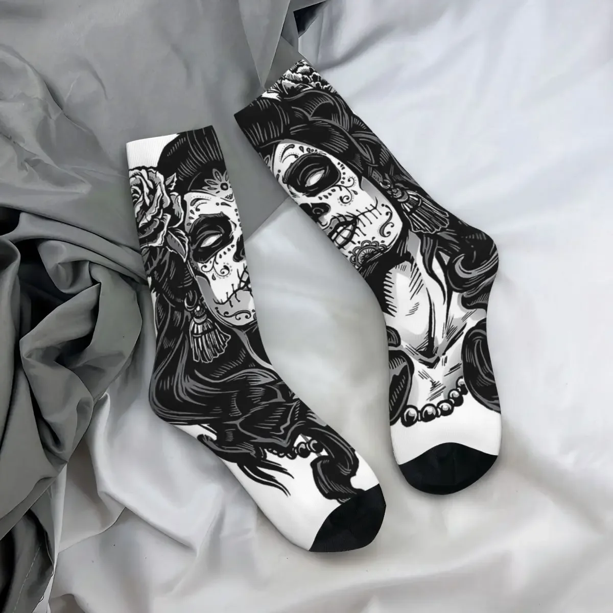 Sugar Skull Cartoon Beautiful Girl Socks Harajuku calze di alta qualità calze lunghe per tutte le stagioni per regalo di compleanno Unisex