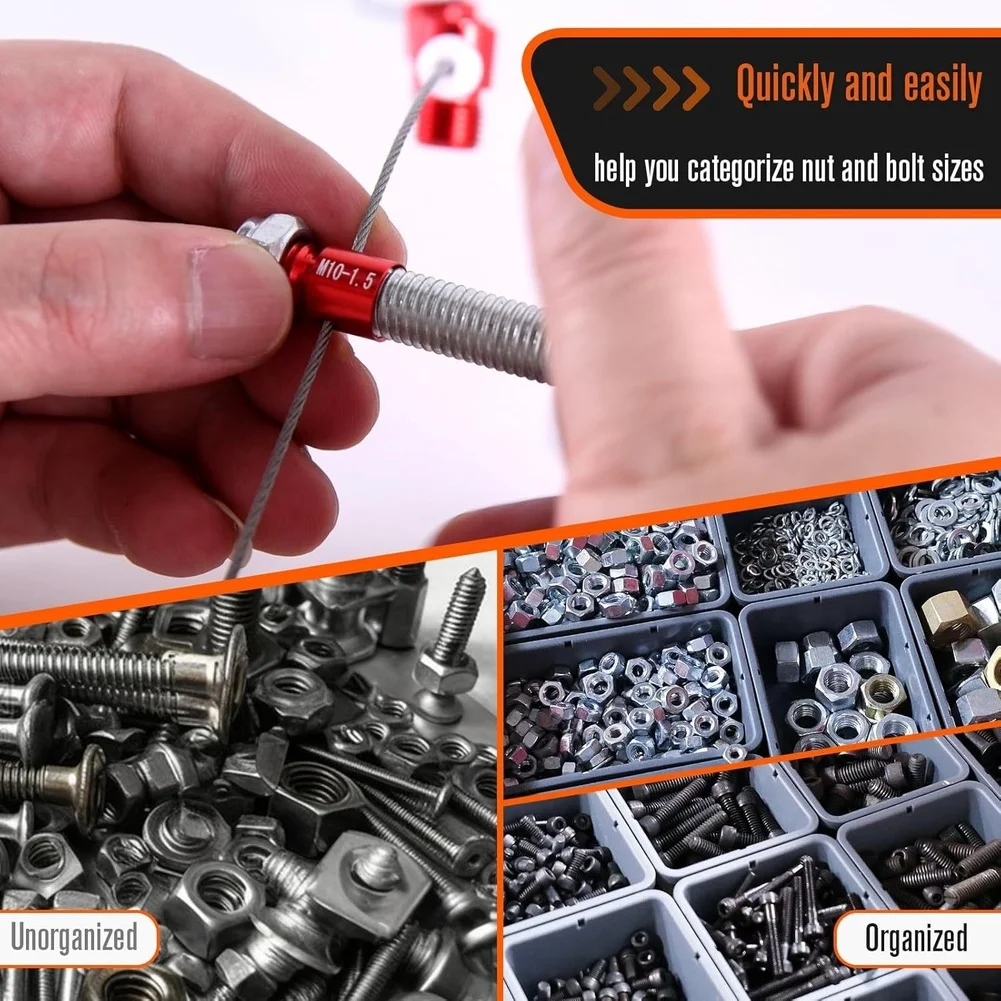 26Pcs Silver Black Thread Gauge Set Metric For Imperial Nut Bolt Size Identifier Carbon Steel Tester For Fastener Inspection Too