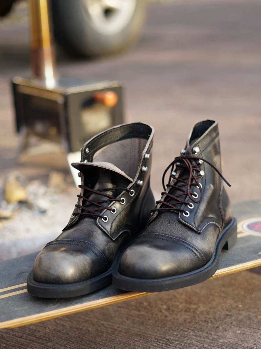 New Men's Cowhide Goodyear Welted Work Boots Durable