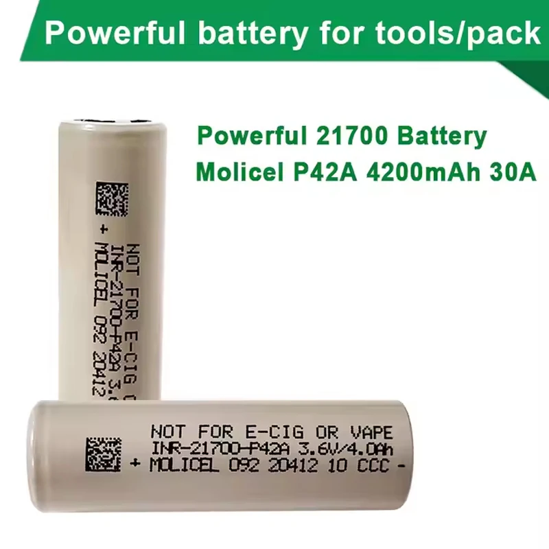 بطارية Molicel P42A 21700 الأصلية 4200mah MAX 45A 3.7V INR 21700 خلية بطاريات ليثيوم قابلة لإعادة الشحن ذات سعة عالية