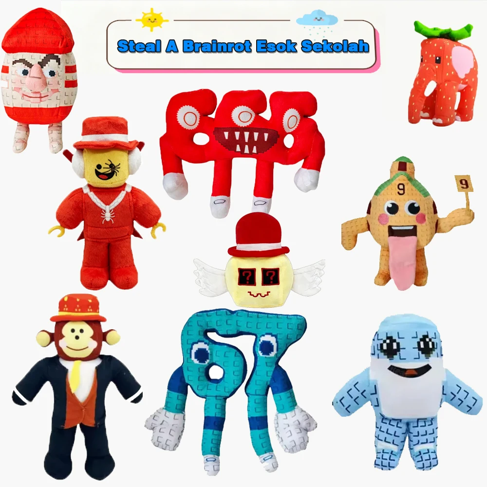 

ГОРЯЧИЙ! Steal A Brainrot Esok Serb Plush Sammy Jandel Strawberry Elephant Plushie Cute No. 9-домик, мягкая кукла, игрушка, подарок для фанатов