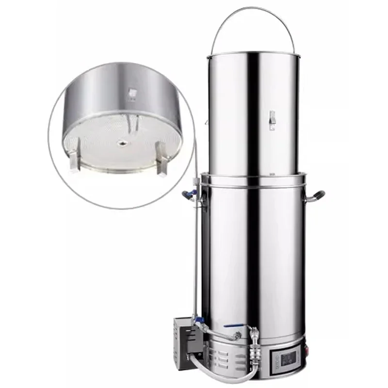 35L Stainless Steel Brewing Barrel Electric Mash Tun Micro Brewery Craft Beer Machine 2500w