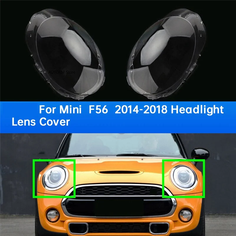 A85E-سيارة الجبهة غطاء المصباح أباجورة مصباح قذيفة المصابيح الأمامية غطاء للعدسات لسيارات BMW MINI F56 2014-2018 #3