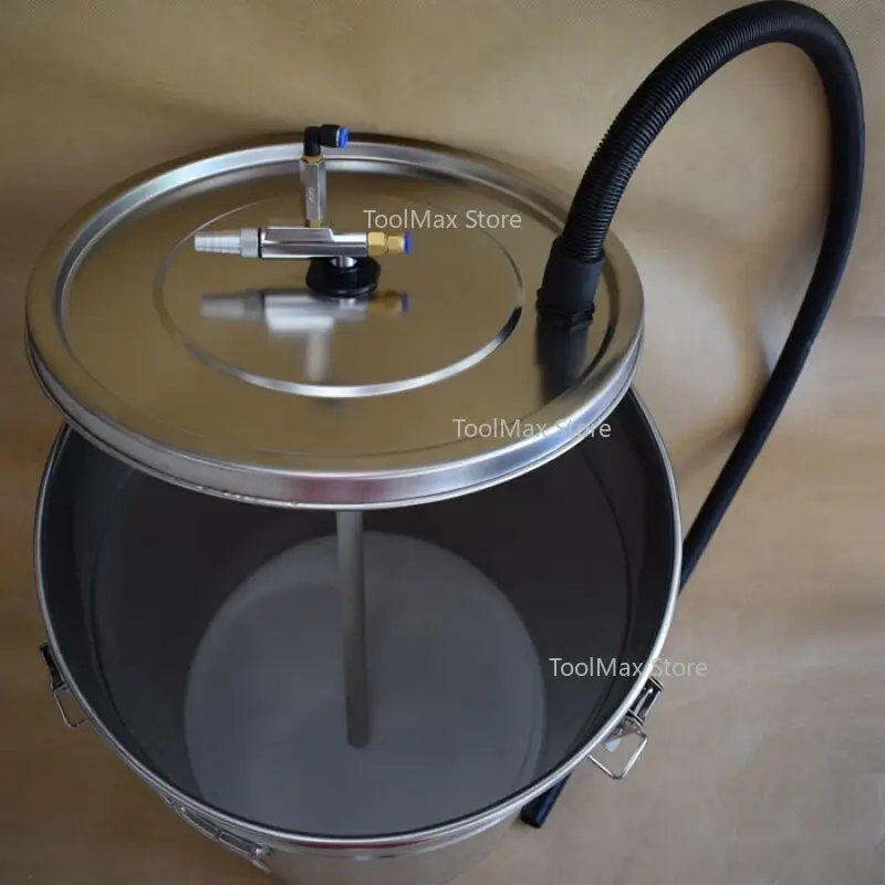 304 Electrostatic Powder Coating Hopper Experiment Mini Small Paint Powder Barrel with Injector and Fluidized Bed