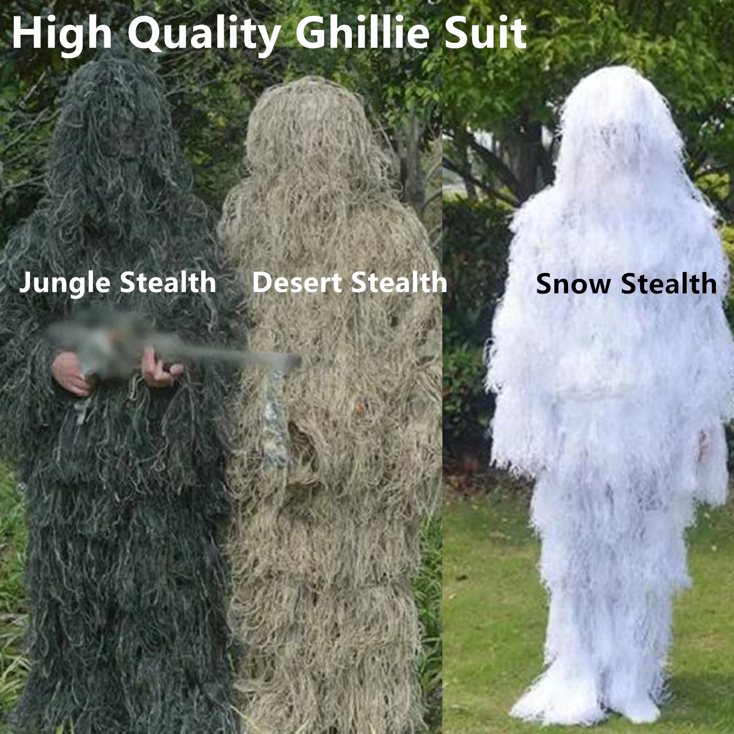 

High Quality Adult Ghillie Suit Hunter Camouflage Clothing gillie suit Hunting Suit Disguise Stealth Set Birding Clothes