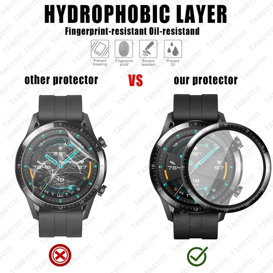 Tempered Glass For Huawei Watch GT3 GT2 Pro GT2 46MM 42MM GT3 Screen Protector Protective film 3D Curved Smart Watch Accessories