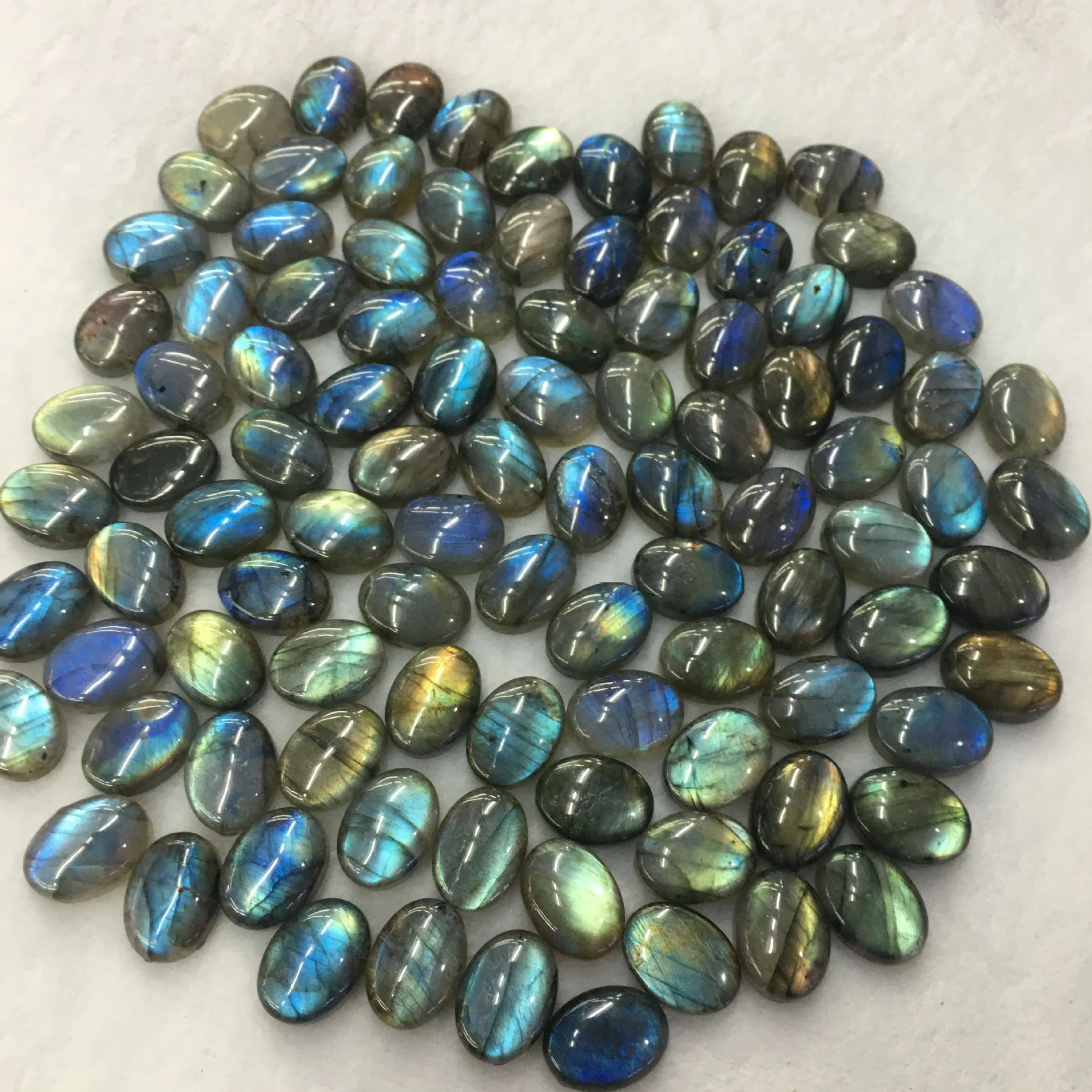 Wholesale 5pcs/pack Natural Rainbow Labradorite Bead Cabochon 12x16mm 13x18mm 15x20mmOval Gemstone Ring Face For Jewelry DIY