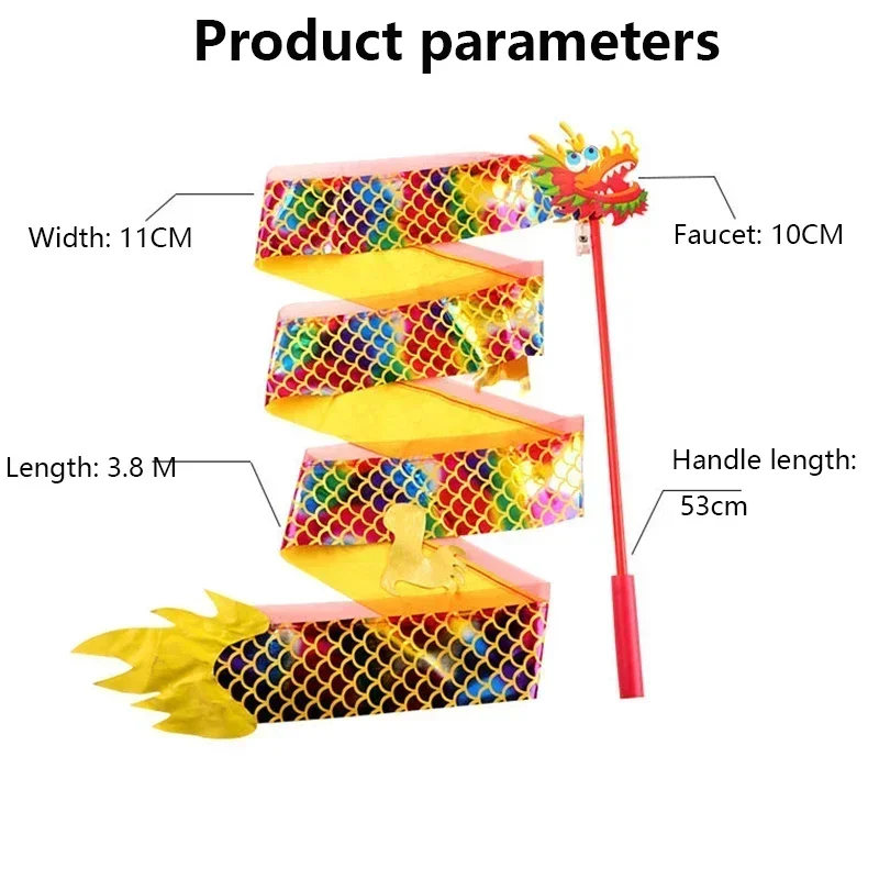 1M/2M LED 빛나는 드래곤 댄스 리본 드래곤 연주 어린이 소품 핸드 댄스 피트니스 스윙 랜턴 Wulong 사자 머리
