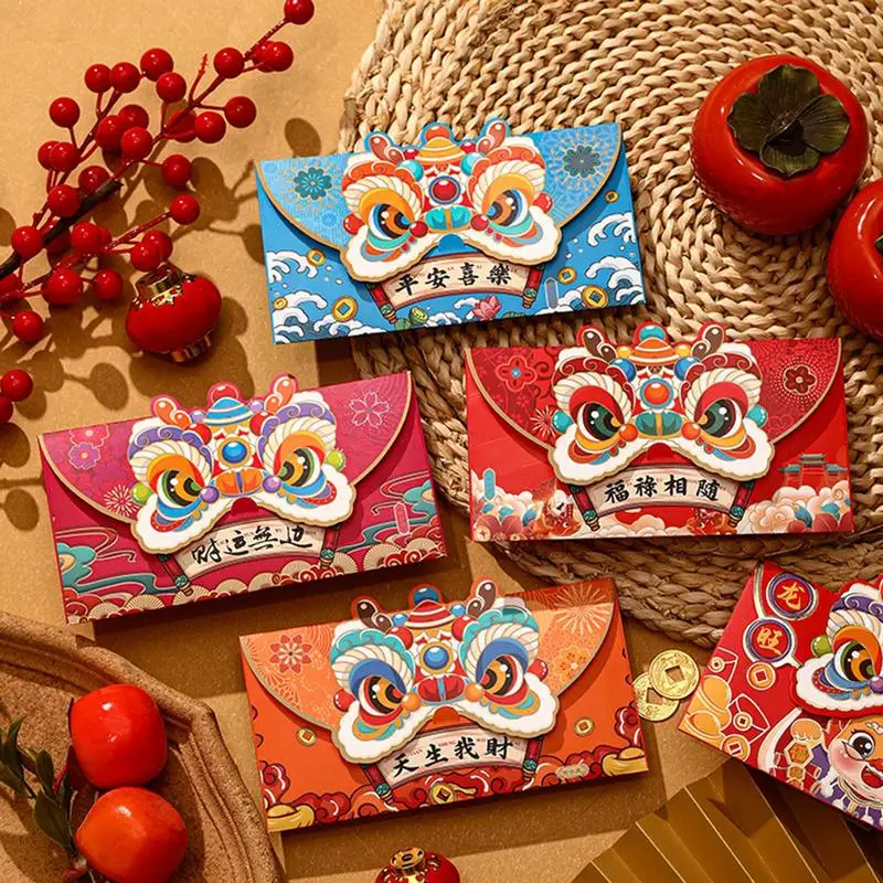 4PCS Chinese New Year Red Envelopes dragon Year red pocket 2024 Chinese Spring Festival Lucky hong bao kids birthdya Gift