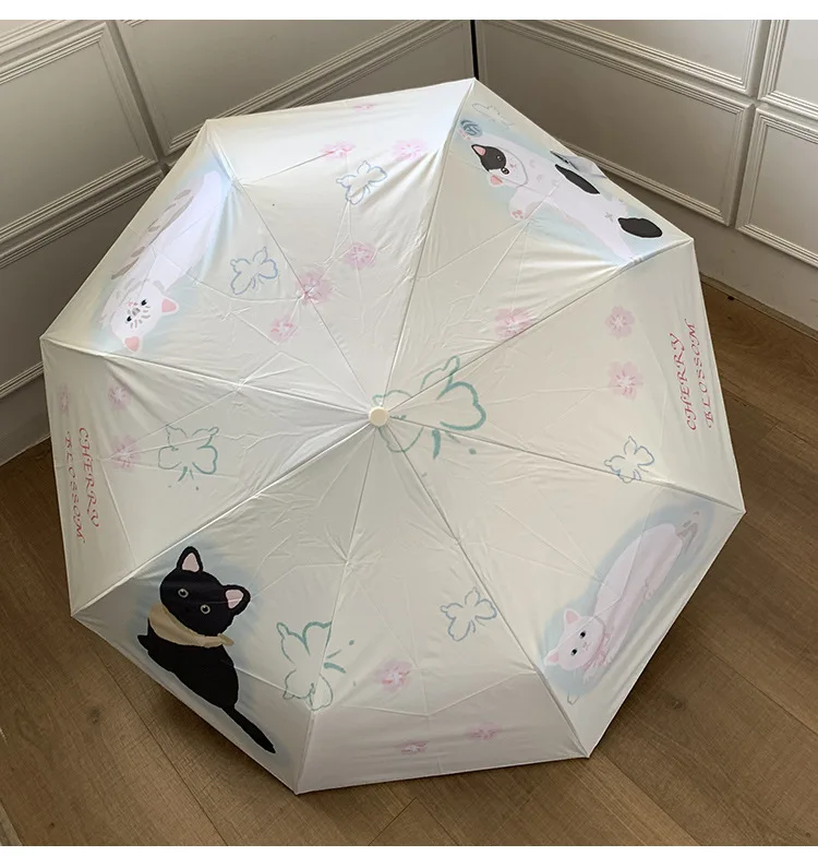 Cat Umbrella Cartoon Full Automatic New Sun Umbrella For Women Strong Guarda Sol