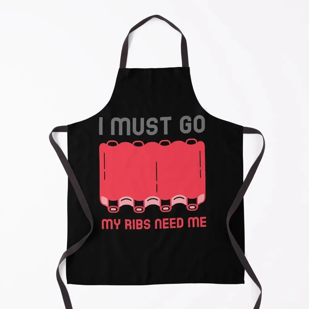 

I Must Go My BBQ Ribs Need Me Apron Chef Uniform Women Salon cook wear japanese style Apron