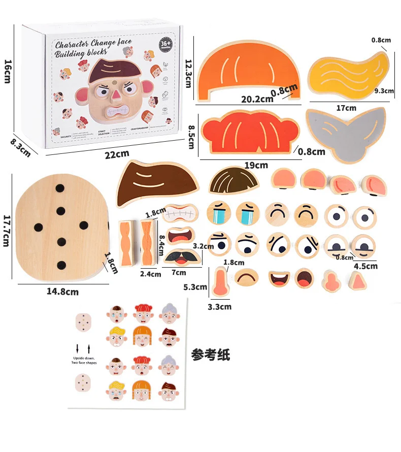 Kinder Holz Montessori Pädagogisches Spielzeug Tier Emotion Ändern Gesicht Bausteine Logic Training Puzzle Spiel für Kinder Geschenk