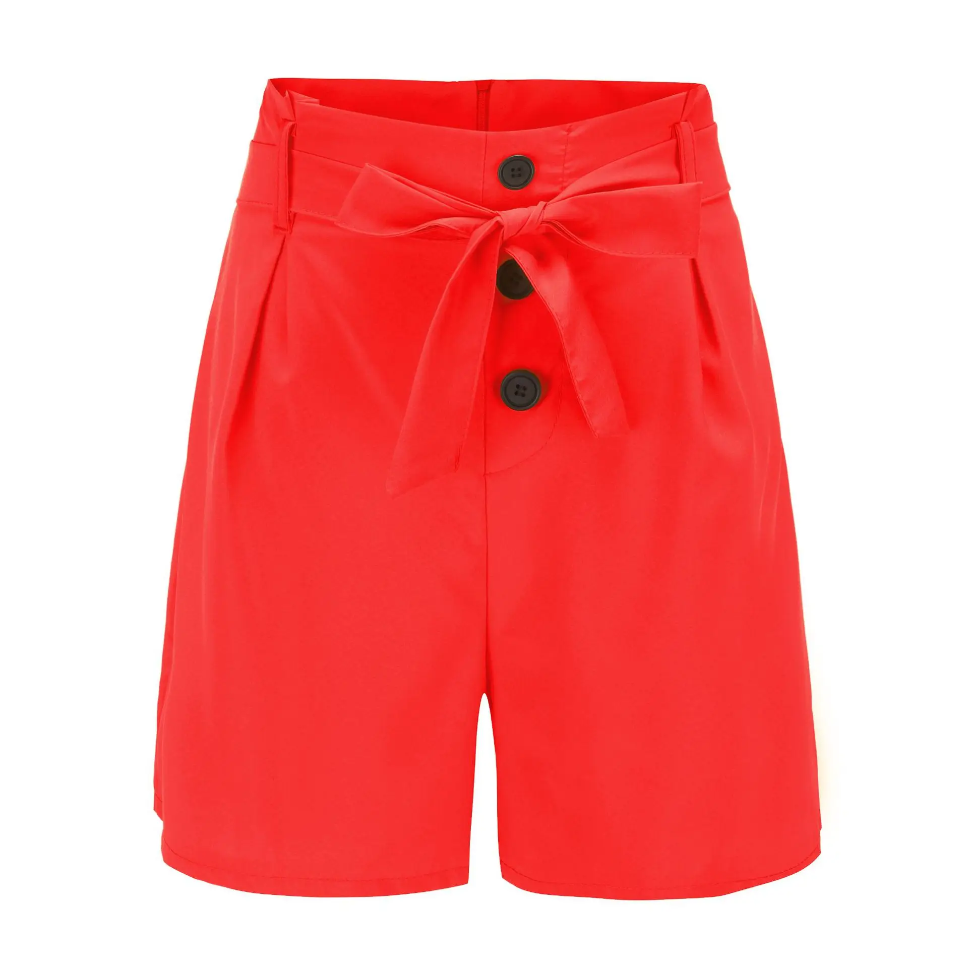 Women's Shorts High Waist Zipper Button Belt Fashion Street Slim and Stylish Solid Color Beach Hot Pants