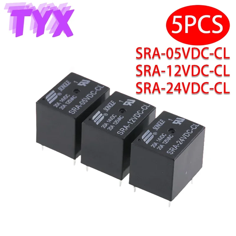 5PCS SRA-05VDC-CL SRA-12VDC-CL SRA-24VDC-CL SRA-05VDC-AL SRA-12VDC-AL SRA-24VDC-AL T74 4Pin 5Pin Automobile Relay DC Power Relay