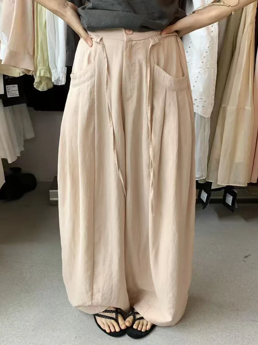 Korean Style Casual Knife  Pants Women's Pocket Pleated Design Slimming Concealing Leisure Trousers Suitable for Various ...