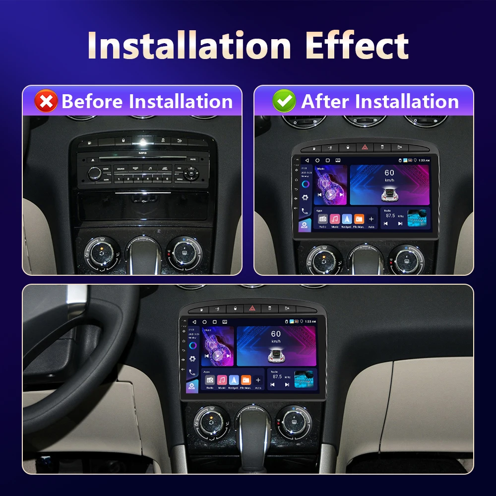 Camecho 6 + 128G اللاسلكية CarPlay أندرويد السيارات راديو السيارة لبيجو 308 408 2007 2008-2015 نظام تحديد المواقع ستيريو 4G واي فاي مشغل وسائط متعددة