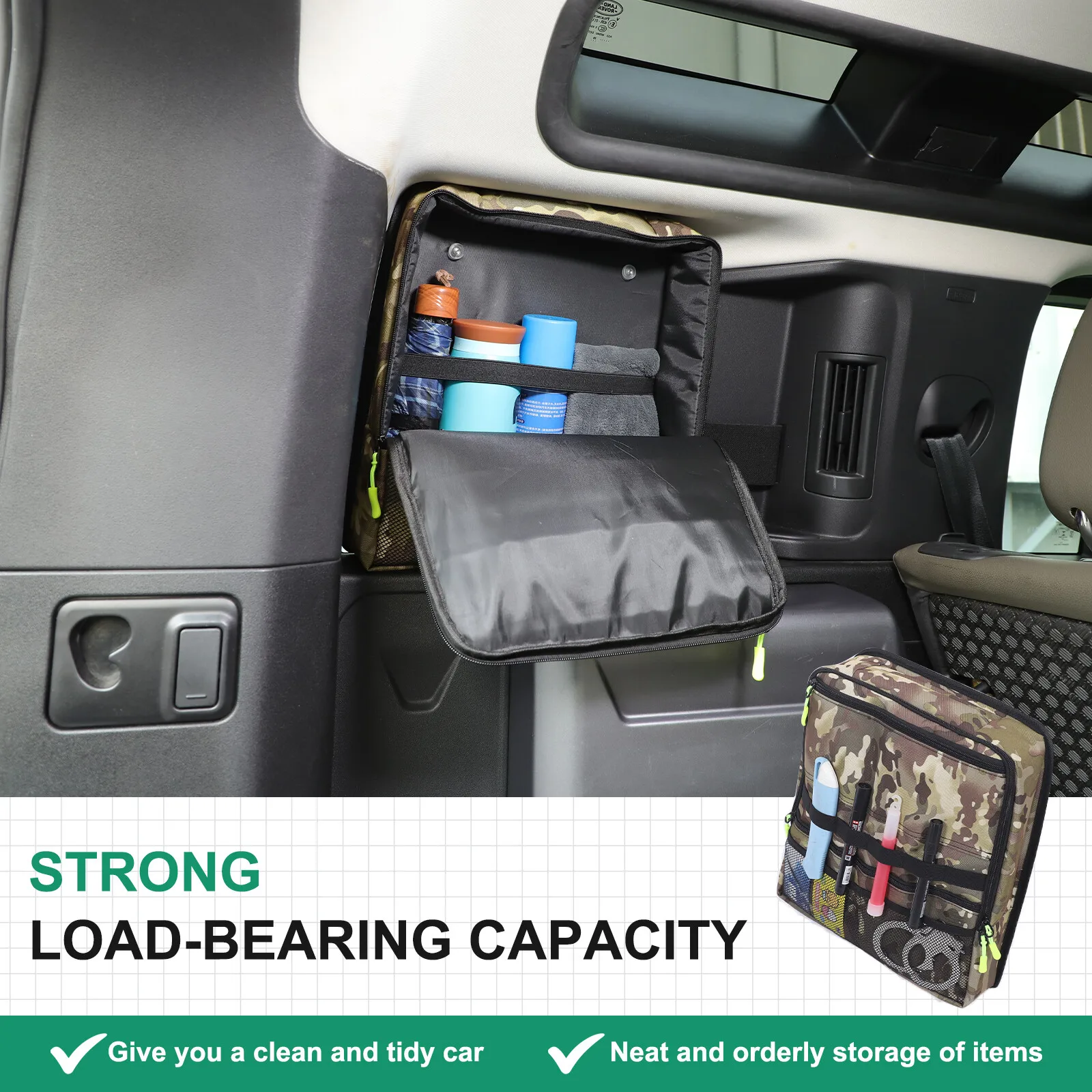 1 SZT. Torba do przechowywania na bok bagażnika samochodu w kolorze kamuflażu do Land Rover Defender 110 2020-2025, uniwersalny organizer, kieszeń do przechowywania