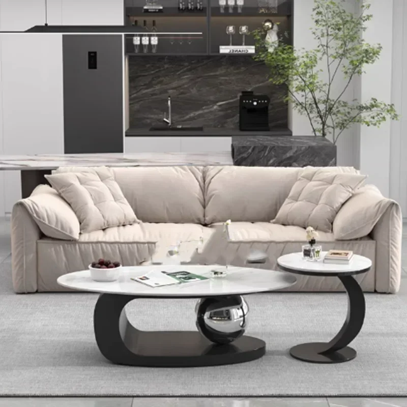 Mesa De centro estética italiana, mesa De centro De lujo De diseño nórdico ovalado dorado, Muebles De Sala únicos De madera modernos, Muebles para el hogar