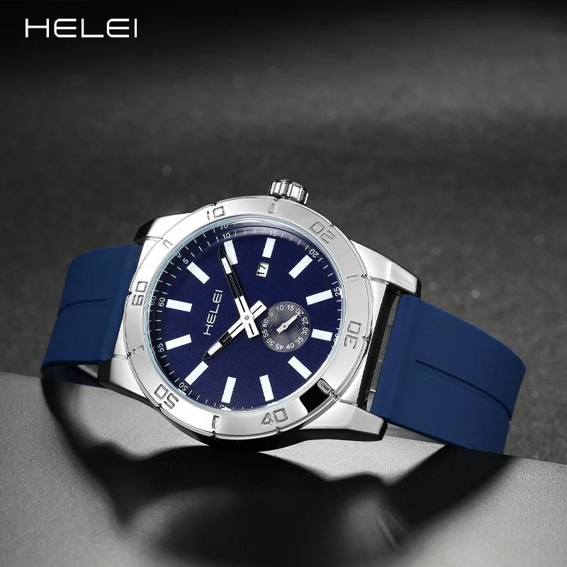 HELEI-reloj deportivo de cuarzo para hombre, cronógrafo de pulsera con correa luminosa de silicona, informal, con fecha, a la moda, nuevo