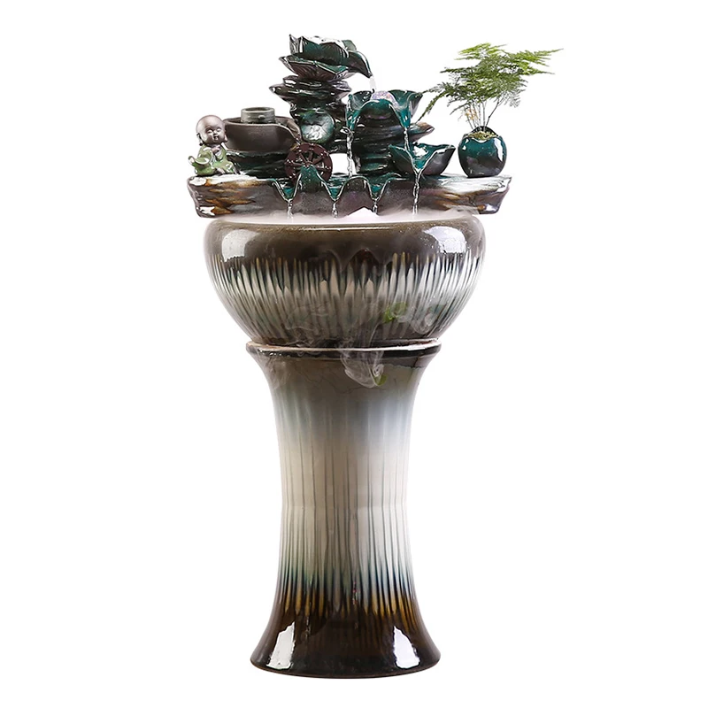 Outdoor/Indoor Large Water Fountain Waterfall for Garden Home Decor Creative Ceramic Fountain with Fish Tank