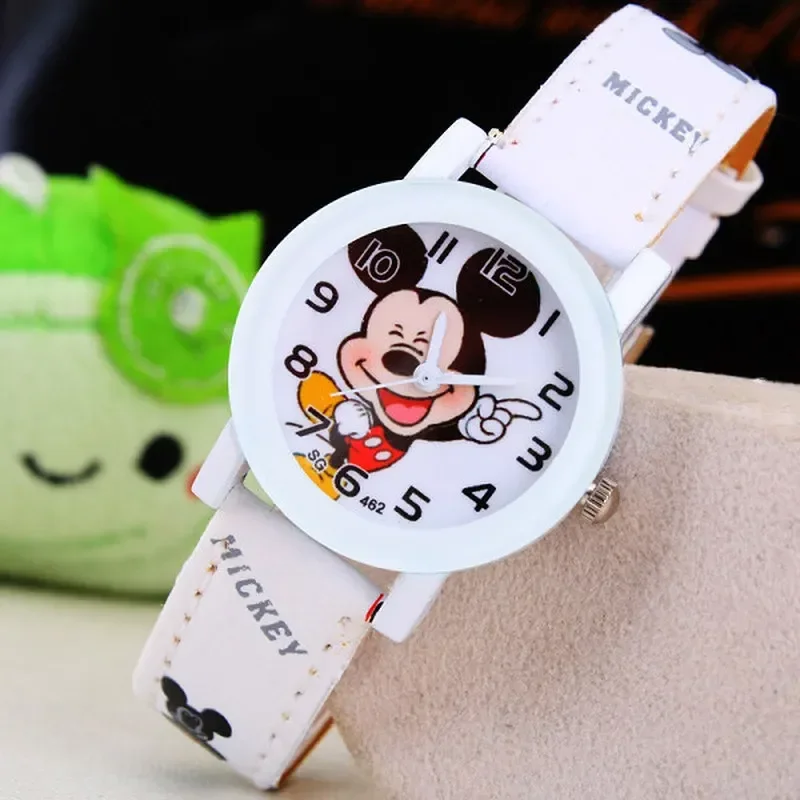 Luxus Kinder Uhr Cartoon Mickey Mode Quarzuhr Mädchen Armbanduhr Frauen Lederband Uhren Junge Männer Uhr Relogio feminino