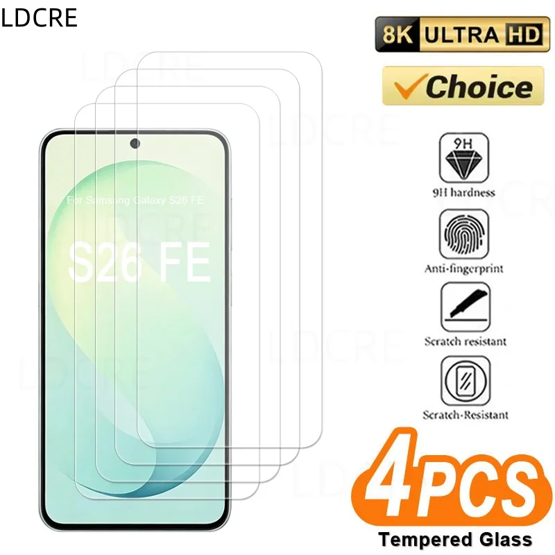 4 Pcs Glass For Samsung Galaxy S26 FE Glass Tempered Film Samsung S26 FE Screen Protector Film Galaxy S26 FE Tempered Glass