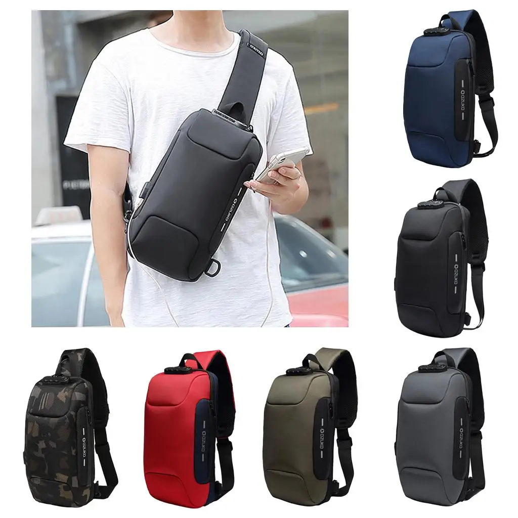 

Shoulder Crossbody Backpack Waterproof Chest Bag with USB Charging Port Lightweight Casual Daypack