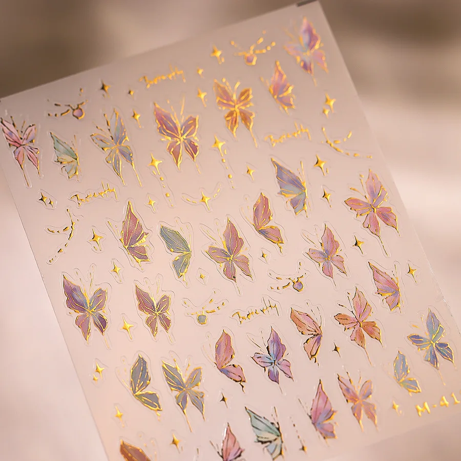 Insect Butterfly Animals 5D Nail Art Stickers Colourful Charming Jelly Sparkling Delicate Soft Relief Adhesive Manicure Decals