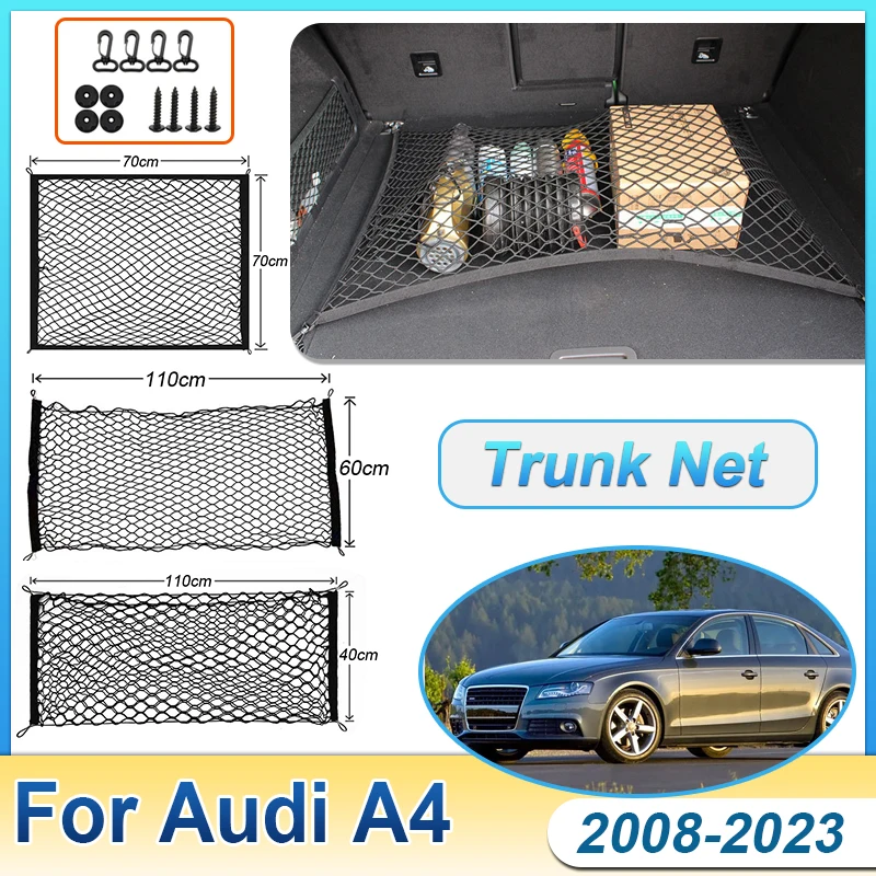 Car Trunk Net For Audi A4 B8 B9 8K 8W S-line Accessories 2008~2023 Interior Luggage Cargo Organizer Nylon High Elasticity Mesh
