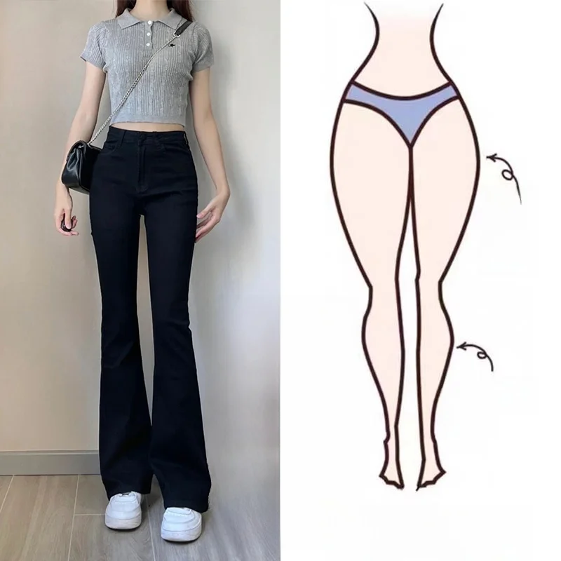 

Джинсы с высокой талией, расклешенные, женские, на флисовой подкладке, прямые, эластичные, буткат, больших размеров, утягивающие, джинсовые