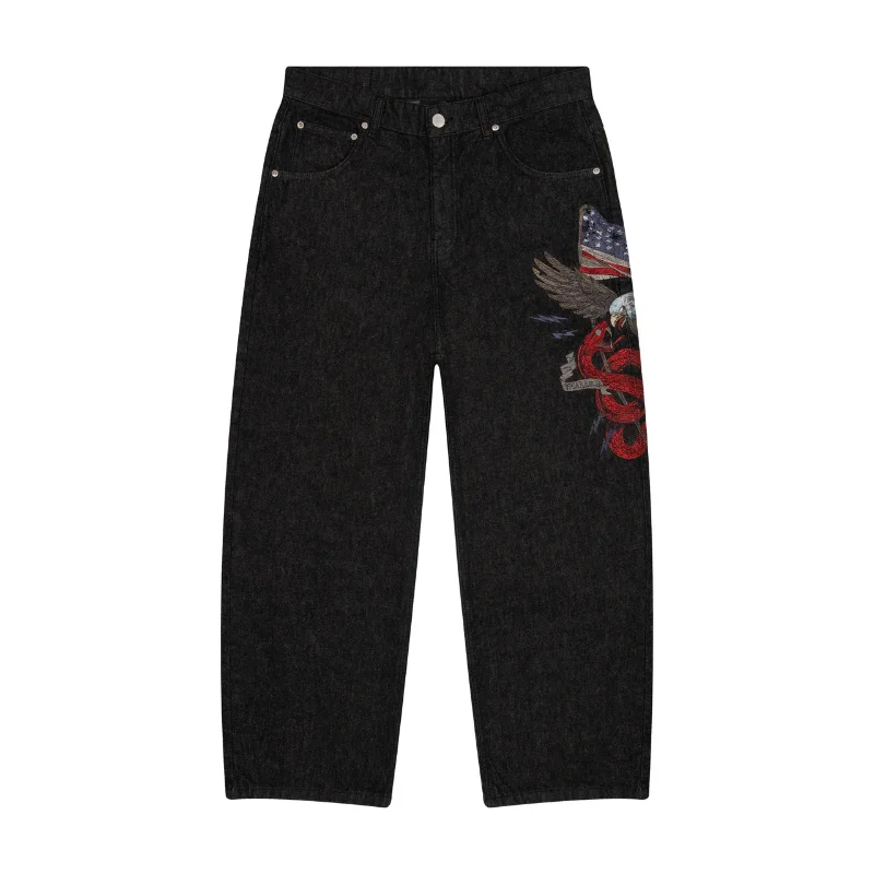 

Джинсы Y2K High Street Baggy с широкими штанинами, вышивкой орла и графическим принтом, уличная мода, хип-хоп, Harajuku, свободные брюки для мужчин и женщин