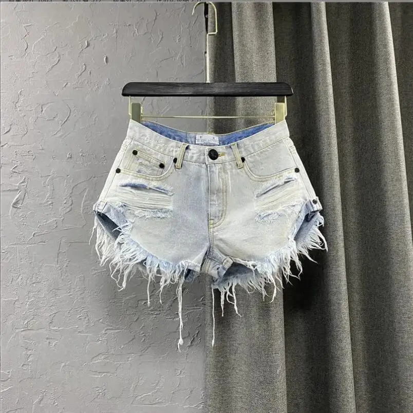 

Sexy Low Waist Denim Shorts Women's Summer Ripped Hole Burrs Hot Pant 2022 Female Streetwear Holiday Beach Short Femme p358