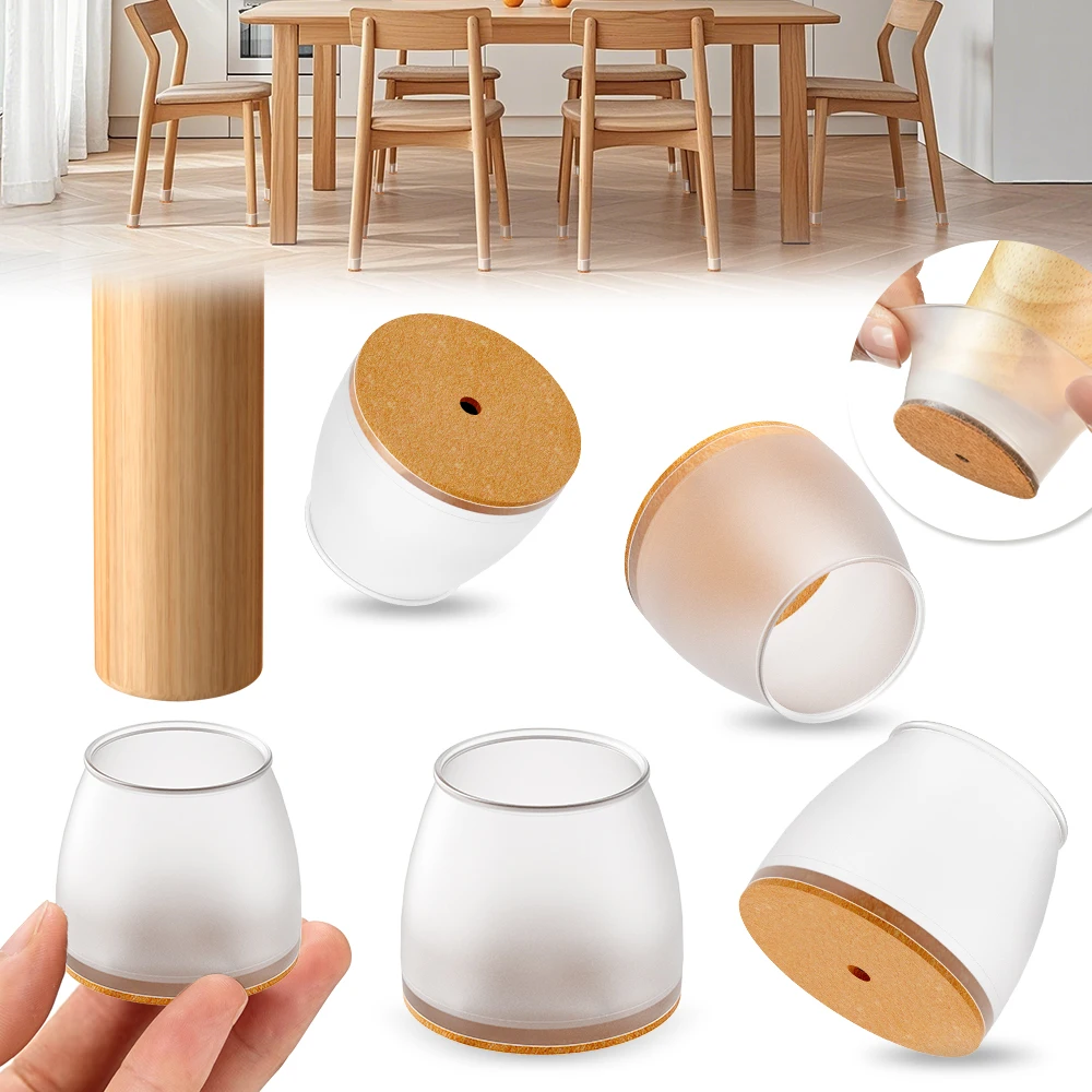 24 Pack Felt Furniture Leg Protectors, Round Chair Covers for Quiet Sliding on Hardwood Floors