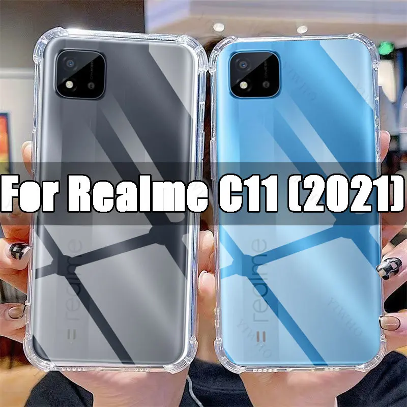 

Прозрачный флип-чехол для Realme C11 2021 TPU, прозрачный чехол для Realme C 11 6,52 дюйма RMX3231, противоударные чехлы с защитой от царапин