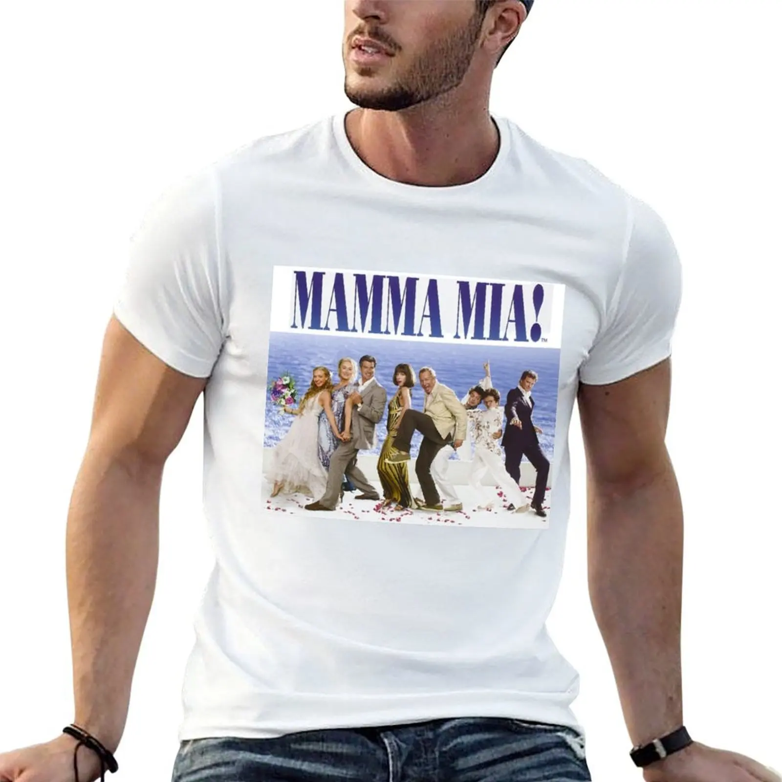Mamma Mia Cast Poster T-Shirt cotton graphic tees Funny t-shirt Men's cotton t-shirt