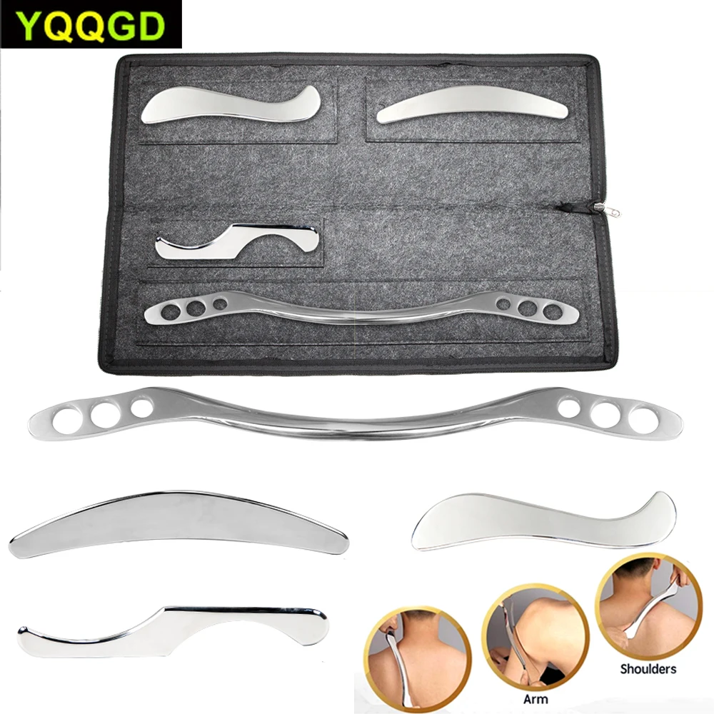 

4Pcs Gua Sha Stainless Steel Tool Set,Muscle Scraper Massage Tool Acupressure Pen for face, Great Soft Tissue Mobilization Tool