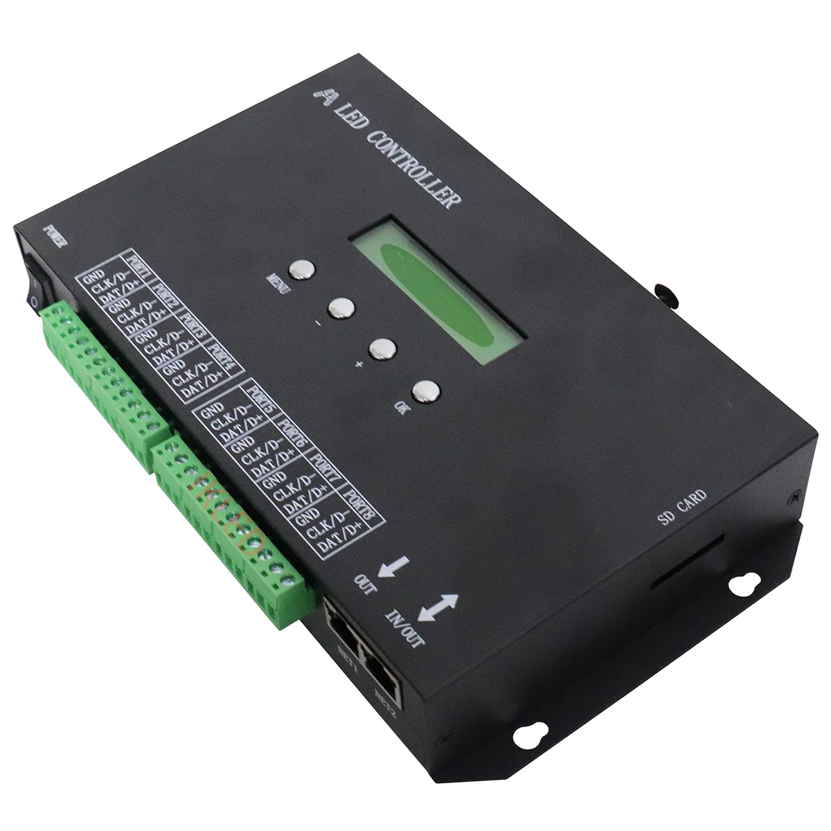 led artnet 8 ports controller,48 universes 8160 RGB pixels,6144 RGBW pixels,online to PC or offline SD card,DMX512 7 channels