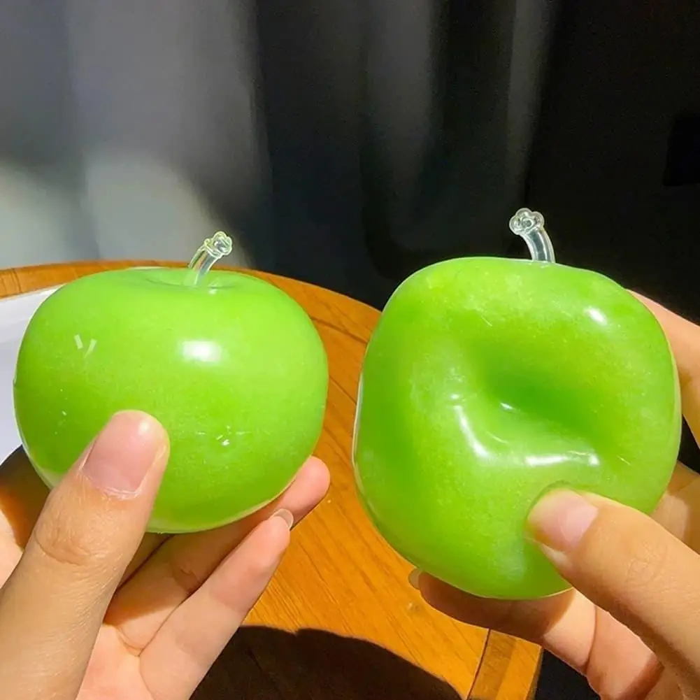 Premium Green Apple Slushie Squishy Fidget Toy Slow Rising Stress Ball Squeeze Toy Non-Bounce Sensory Toy Desk Travel Gift ﻿