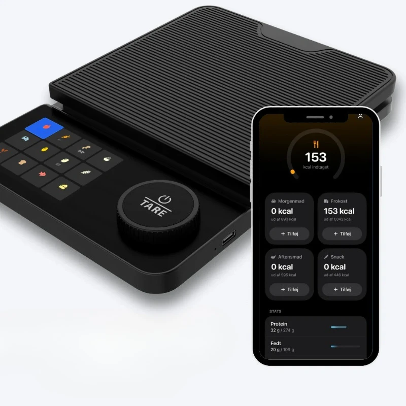 Food scale mobile phone interconnection nutrient intake calorie tracking