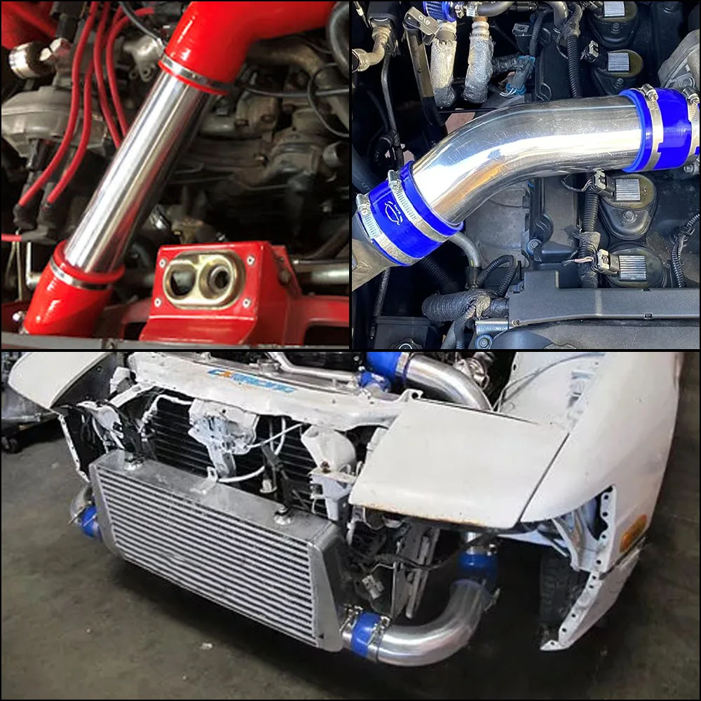 0/45/90 Degrees Type Aluminum Tube Universal 51 63 76mm 2 2.5 3inch Cold Air Intake Pipe Racing Car Turbo High Flow Silver Balck