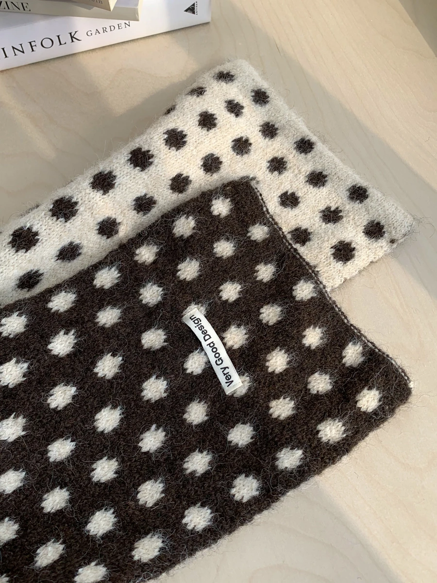 Bufanda suave y acogedora de estilo coreano para mujer, cntador de cuello de lana tejido cálido, bufanda pequeña con patró...