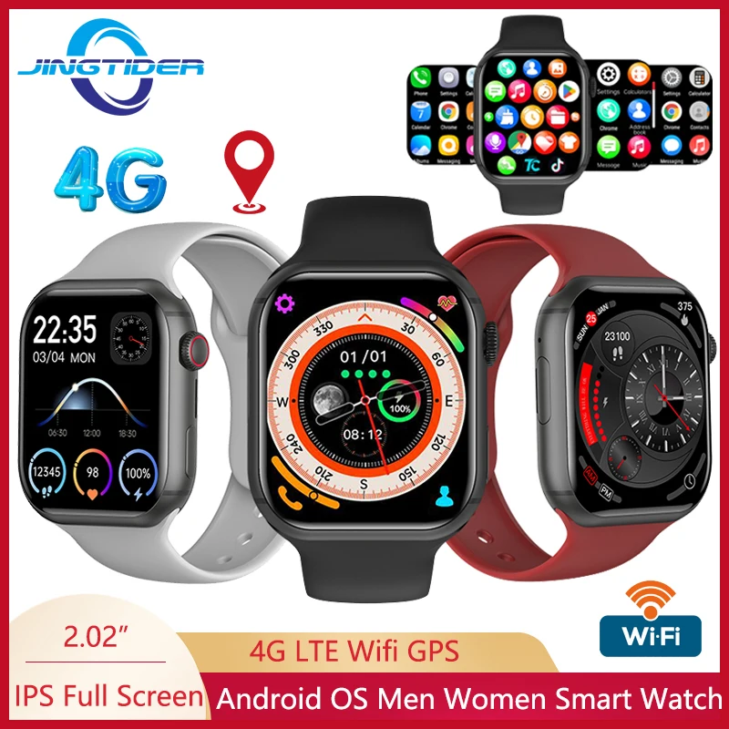 

JingTider New 4G Android Smart Watch Outdoor Fitness Tracker Smartwatch Men GPS Wifi 4GB 64GB Quad Core CPU 2.02" HD IPS Screen