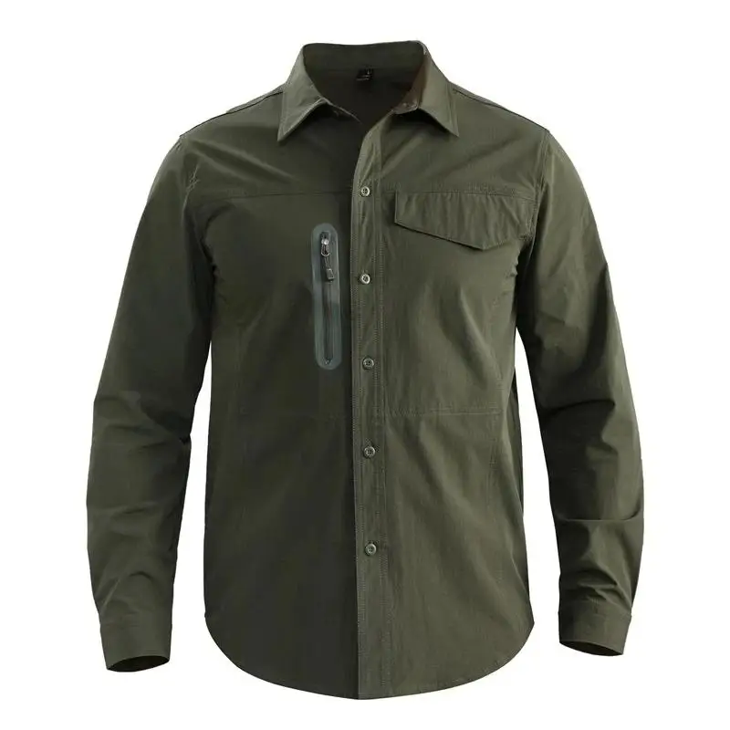 Men's Tactical Shirt Outdoor Quick Drying Elastic Long Sleeved Shirt Hiking Climbing Camping Adventure Top Personalized Print