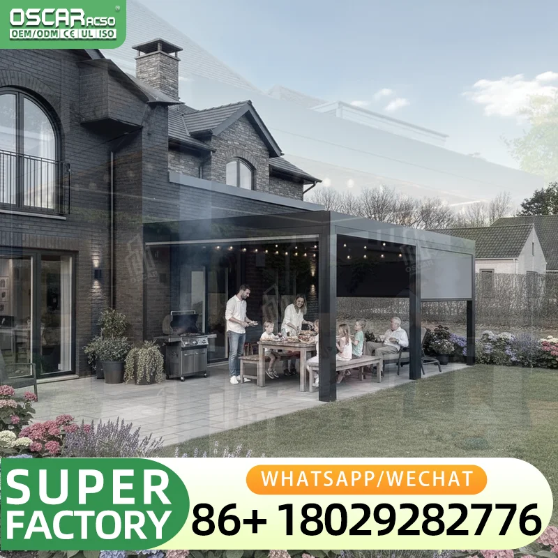Electric Aluminum Pergola with Waterproof Wind Resistant Louvered Roof for Garden Pool Patio pergola