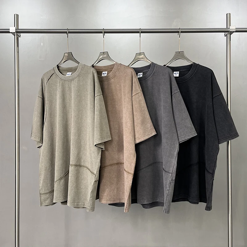 

Летняя винтажная футболка оверсайз в стиле пэчворк, парная, с эффектом поношенности, свободного кроя, с круглым вырезом, молодежная мода Artiemaster